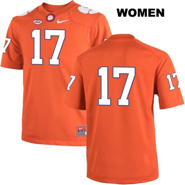 Women's Clemson Tigers #17 Justin Mascoll Stitched Orange Authentic Nike No Name NCAA College Football Jersey ORZ0646YC